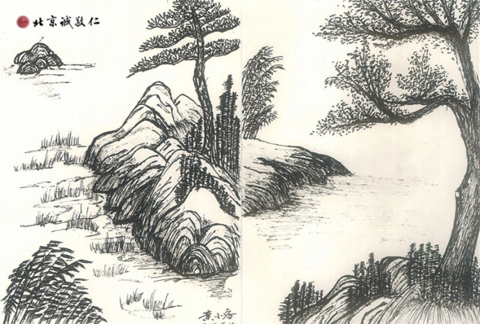 黃女士硬筆國畫作品 