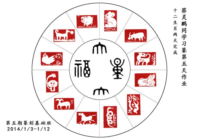 北京誠敬仁德藝篆刻班蔡同學篆刻習作展示——「吉祥」